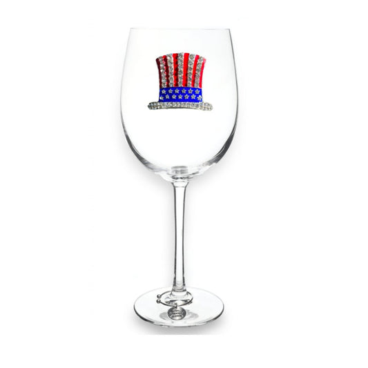 Red, White and Blue Patriotic Hat Jeweled Stemmed Glassware - CeCe's Home & Gifts