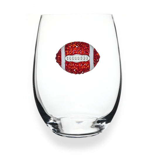 Red & White Football Jeweled Stemless Glassware - CeCe's Home & Gifts
