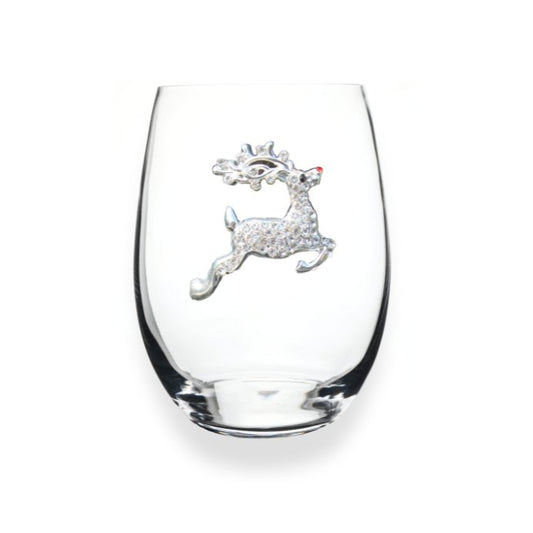Reindeer Jeweled Stemless Glassware - CeCe's Home & Gifts