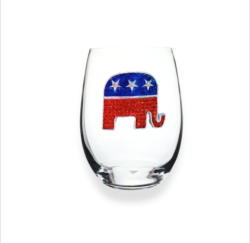 Republican Elephant Jeweled Stemless Glassware - CeCe's Home & Gifts