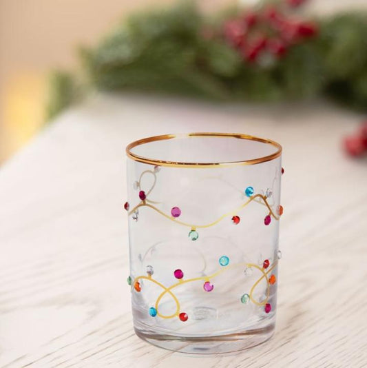 Mary Square Rhinestone Lights Cocktail Glass | CeCe's Home & Gifts