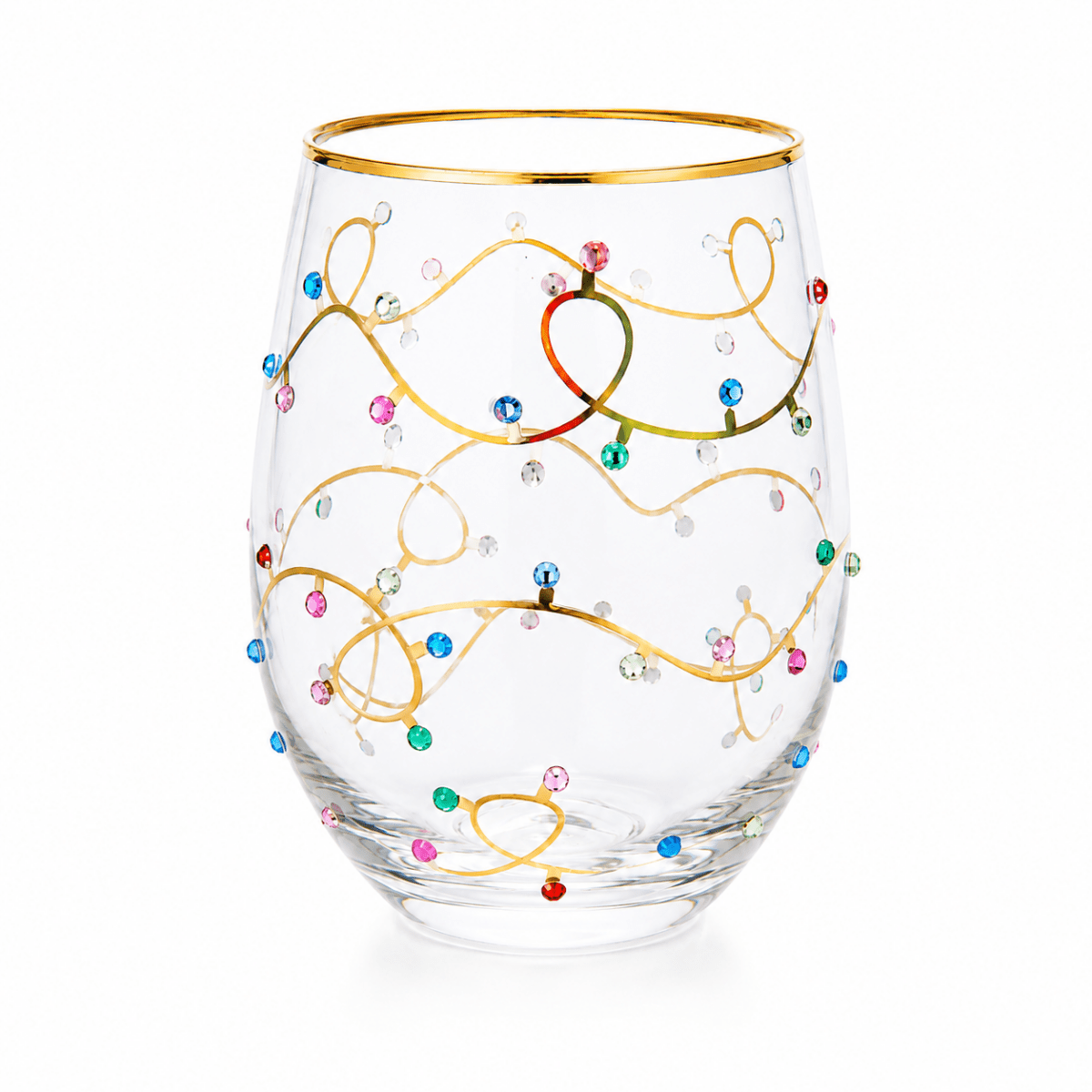 Mary Square Rhinestone Lights Stemless Wine Glass | CeCe's Home & Gifts