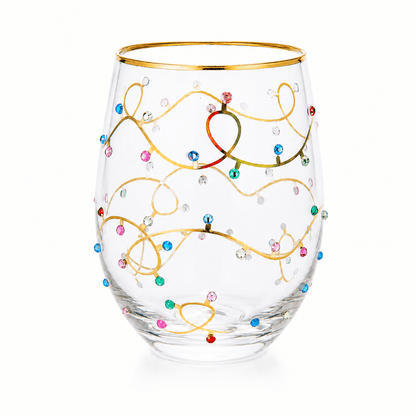 Mary Square Rhinestone Lights Stemless Wine Glass | CeCe's Home & Gifts