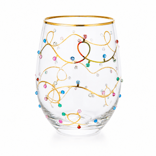 Mary Square Rhinestone Lights Stemless Wine Glass | CeCe's Home & Gifts