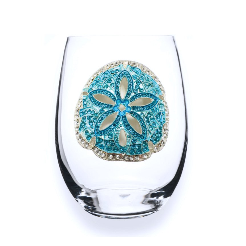 The Queens' Jewels Sand Dollar Jeweled Stemless Glass | CeCe's Home & Gifts