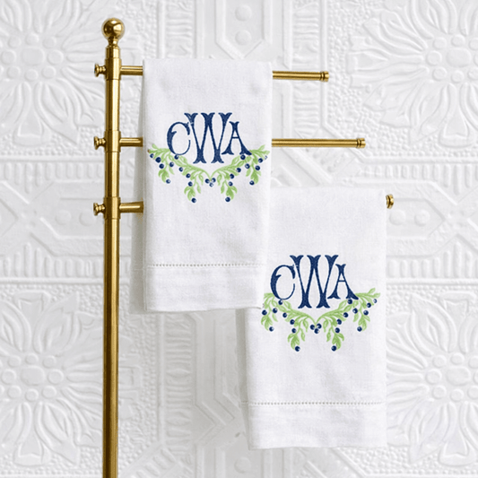 Design by Shuler Studio Savannah Monogrammed 100% Linen Tea Towel - 2 Colors | CeCe's Home & Gifts