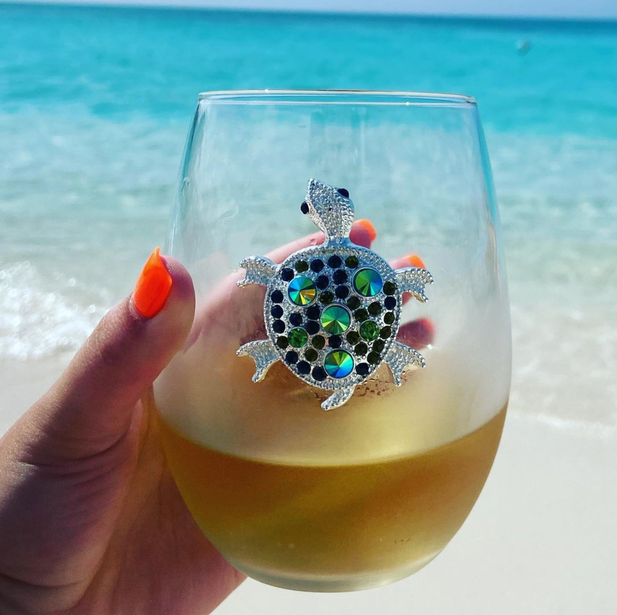 The Queens' Jewels Sea Turtle Jeweled Stemless Glass | CeCe's Home & Gifts