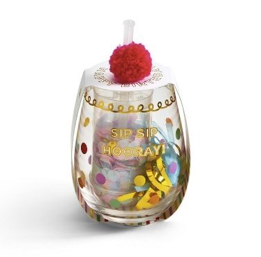 Two's Company Sip Sip Hooray! Happy Birthday Stemless Glass (16 oz.) | CeCe's Home & Gifts
