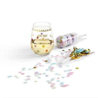 Two's Company Sip Sip Hooray! Happy Birthday Stemless Glass (16 oz.) | CeCe's Home & Gifts