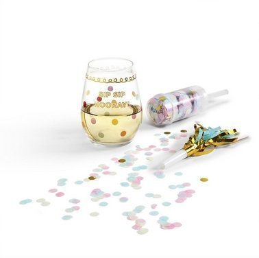 Two's Company Sip Sip Hooray! Happy Birthday Stemless Glass (16 oz.) | CeCe's Home & Gifts