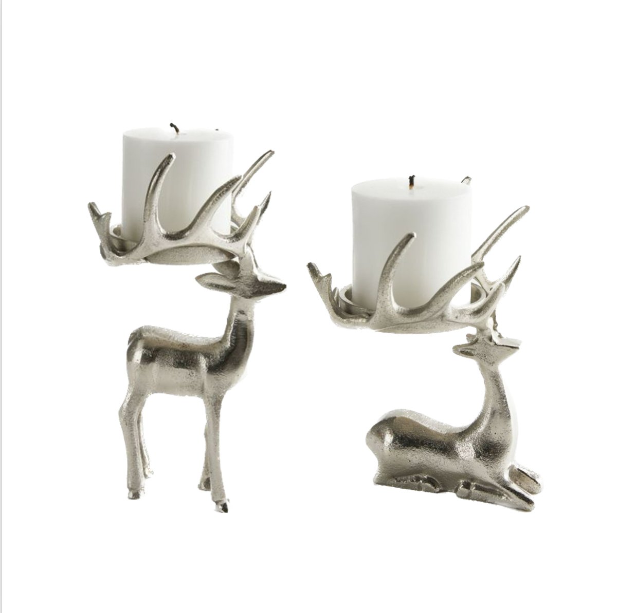 Tableau Sitting Reindeer Pillar Candle Holder | CeCe's Home & Gifts