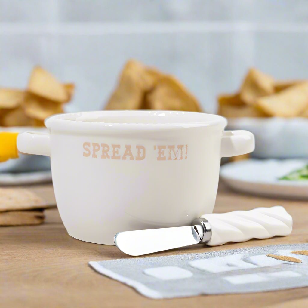 "Spread Em" Ceramic Bowl & Spreader Set - CeCe's Home & Gifts