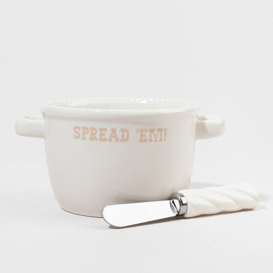 "Spread Em" Ceramic Bowl & Spreader Set - CeCe's Home & Gifts