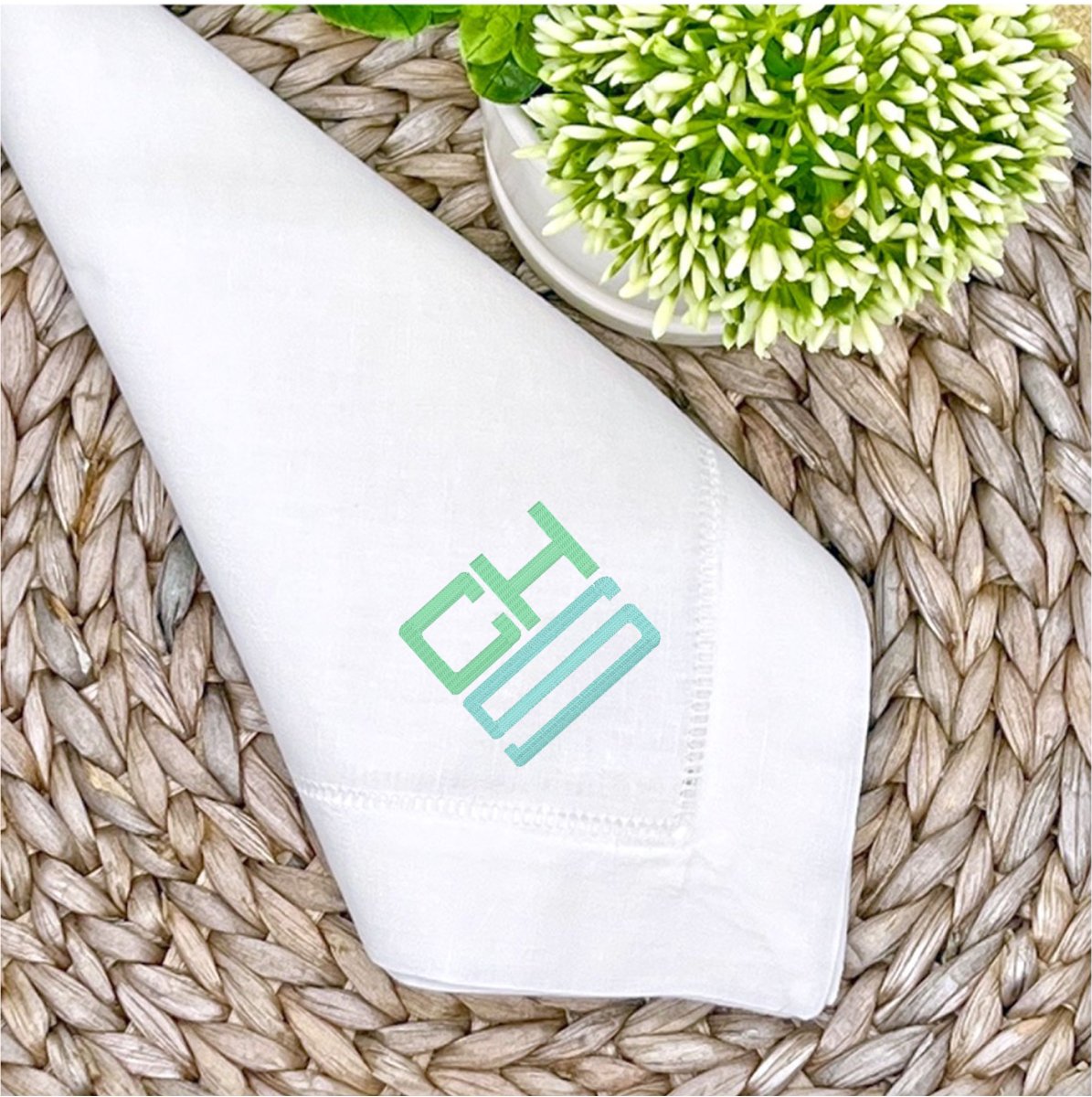 Square Monogrammed Linen Dinner Napkin - CeCe's Home & Gifts