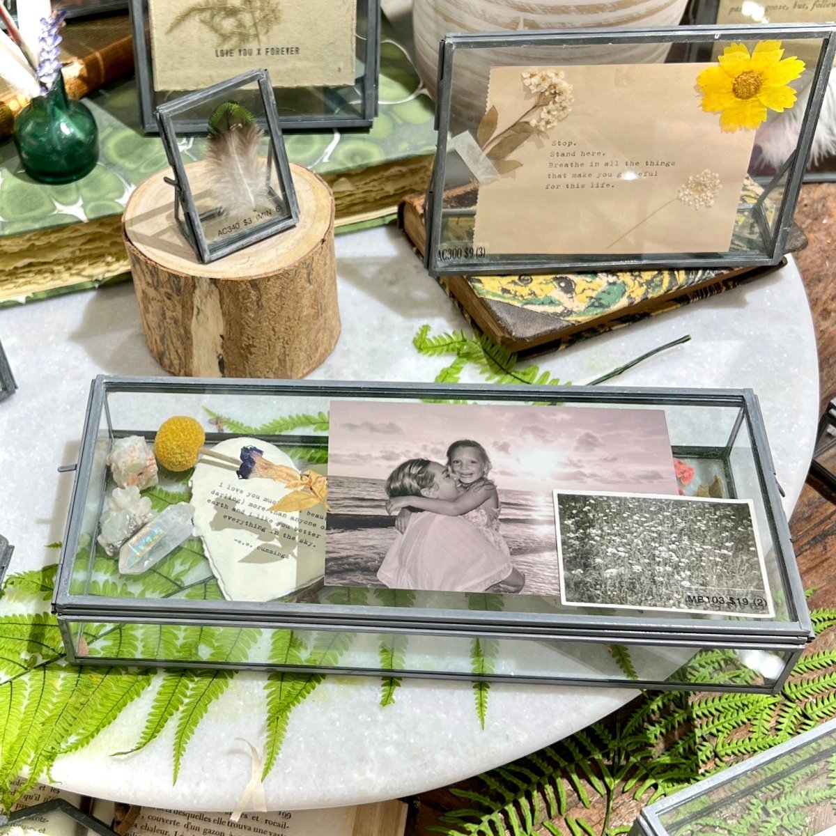 Sugarboo & Co. Glass & Zinc Memory Box - Pick from 2 Styles - CeCe's Home & Gifts