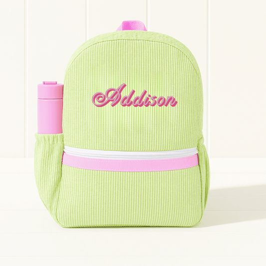 Oh Mint! Sweet Pea Seersucker Medium Backpack With Pocket | CeCe's Home & Gifts