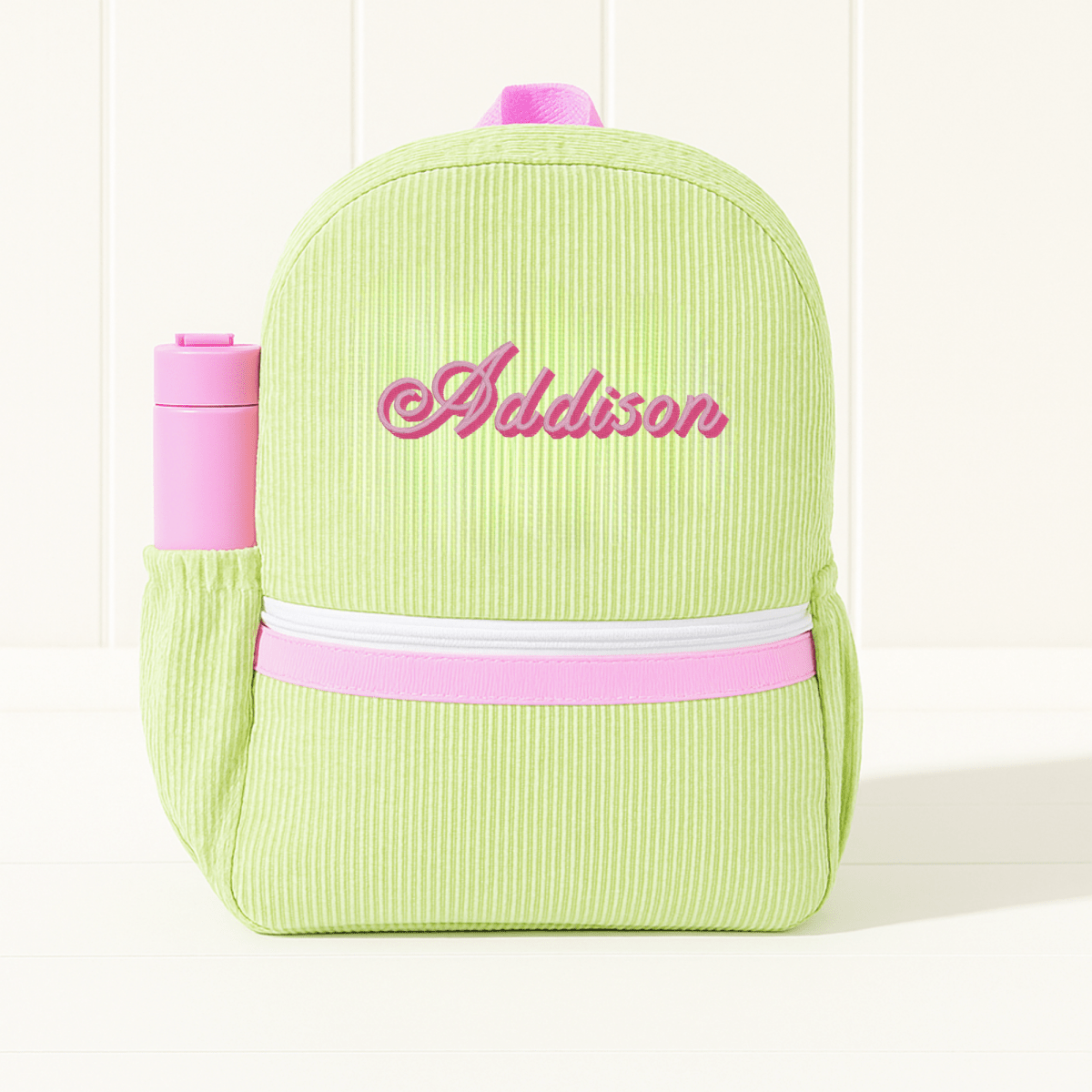 Oh Mint! Sweet Pea Seersucker Medium Backpack With Pocket | CeCe's Home & Gifts