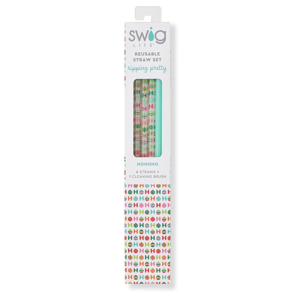 SWIG HO HO HO & Mint Reusable Straw Set - CeCe's Home & Gifts