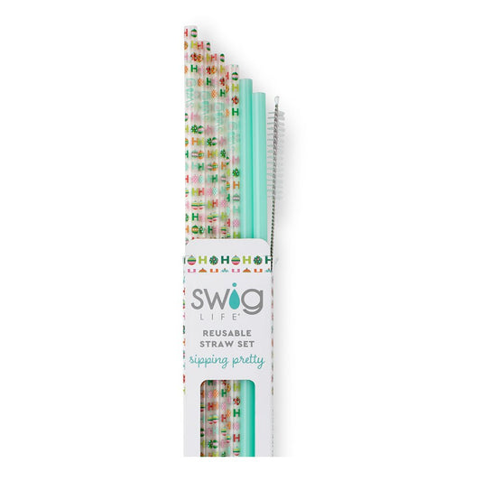 SWIG HO HO HO & Mint Reusable Straw Set - CeCe's Home & Gifts