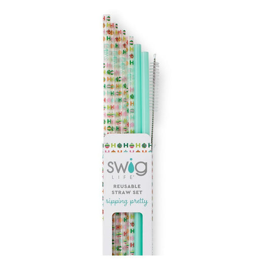 SWIG Life SWIG HO HO HO & Mint Reusable Straw Set | CeCe's Home & Gifts