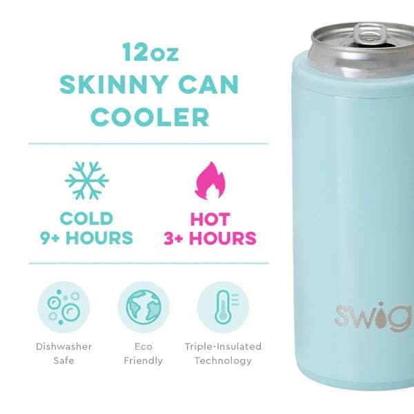 SWIG Life SWIG Shimmer Aquamarine Skinny Can Cooler (12oz) | CeCe's Home & Gifts