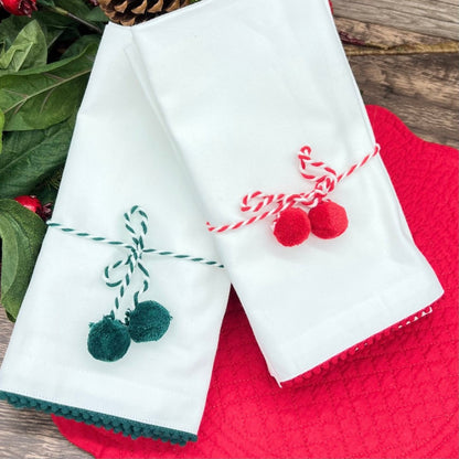 Tableau Tableau Home Red or Green Trimmed Napkins - Sets of 4 | CeCe's Home & Gifts