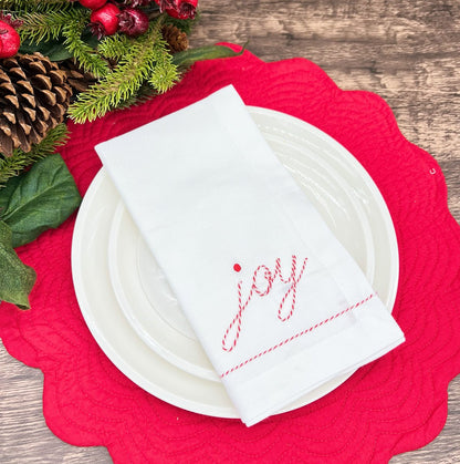 Tableau Tableau Peppermint Stitched Dinner Napkins | CeCe's Home & Gifts