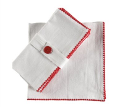 Tableau Red Embroidered Edge Napkins - Set of 4 - CeCe's Home & Gifts