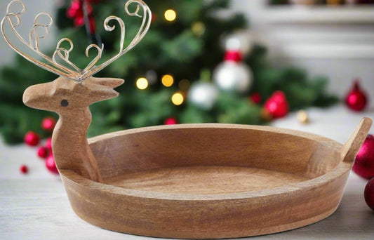 Tableau Wooden Reindeer Serving Bowl - CeCe's Home & Gifts