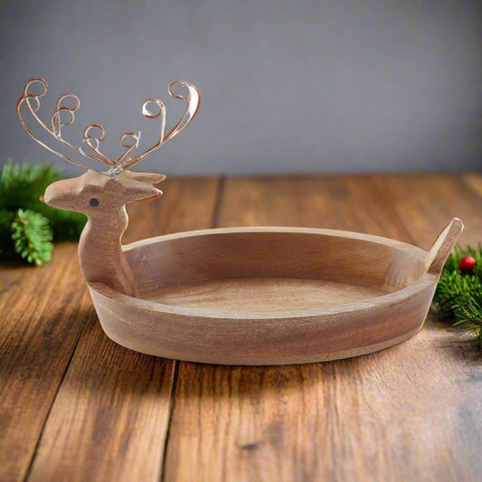 Tableau Wooden Reindeer Serving Bowl - CeCe's Home & Gifts