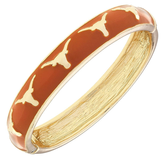 Canvas Style Texas Longhorns Sculpted Enamel Logo Hinge Bangle | CeCe's Home & Gifts