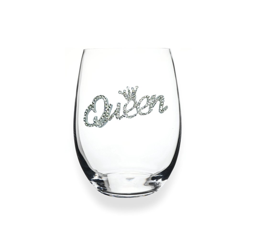 The "Queen" Jeweled Stemless Glassware - CeCe's Home & Gifts