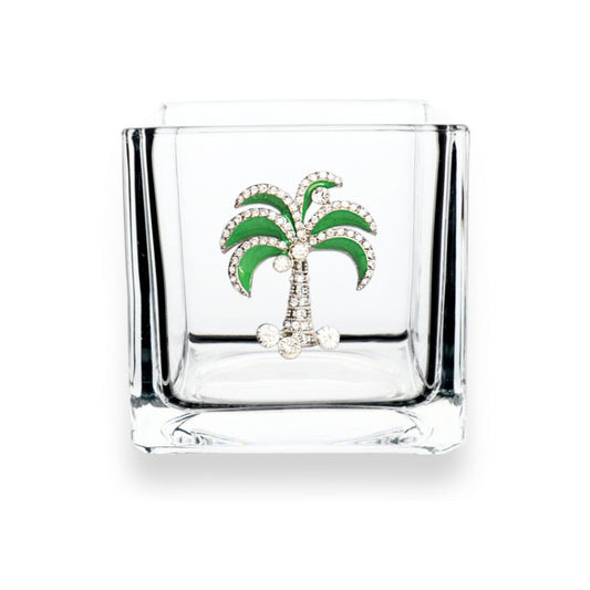 The Queen Jewels Green Diamond Palm Tree Jeweled Glassware - CeCe's Home & Gifts