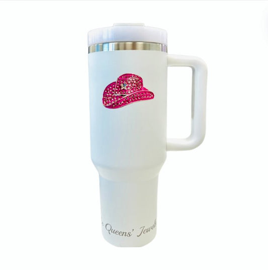The Queens’ Jewels Pink Jeweled Cowboy Hat Insulated Cup - CeCe's Home & Gifts