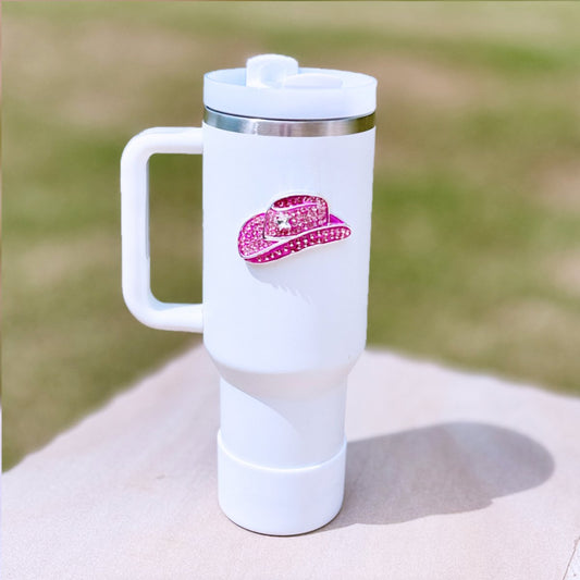 The Queens' Jewels The Queens’ Jewels Pink Jeweled Cowboy Hat Insulated Tumbler - 40oz | CeCe's Home & Gifts
