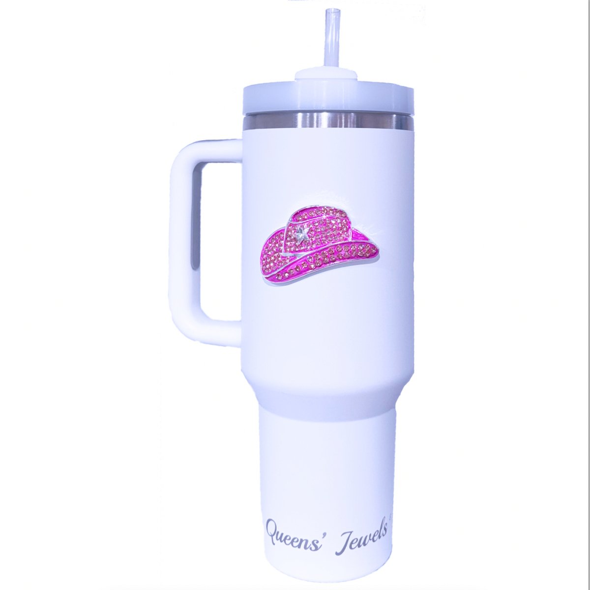 The Queens’ Jewels Pink Jeweled Cowboy Hat Insulated Tumbler - 40oz - CeCe's Home & Gifts