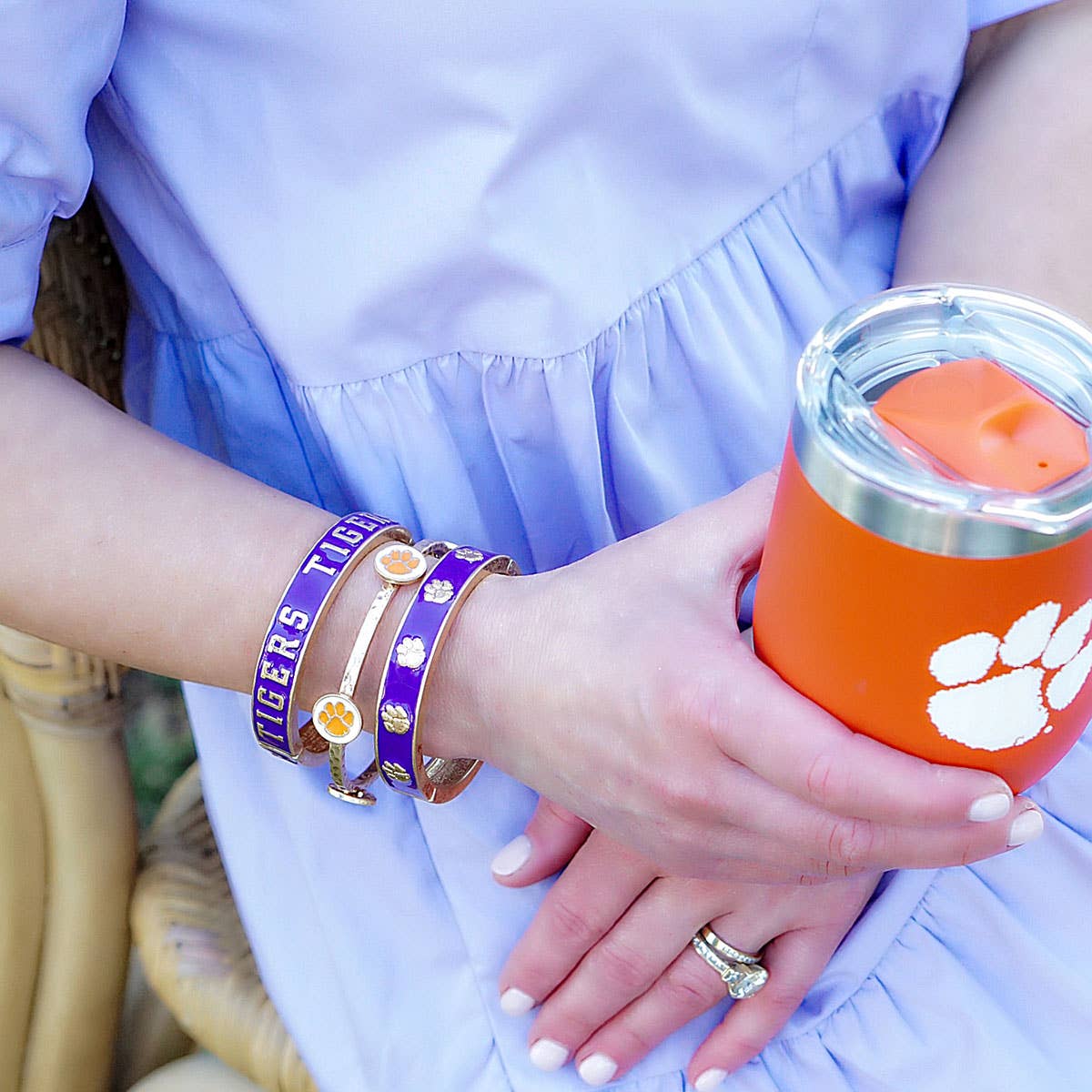 Canvas Style Tiger Paw Enamel Logo Hinge Bangle | CeCe's Home & Gifts
