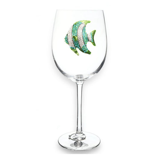 Turquoise Tropical Fish Jeweled Stemmed Glassware - CeCe's Home & Gifts