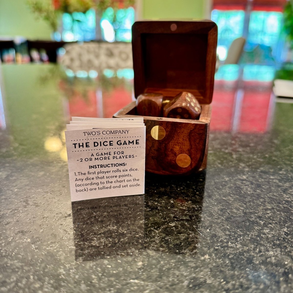 Two's Company Two’s Company Wood Crafted 6-Piece Dice Set | CeCe's Home & Gifts