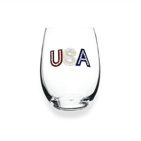 The Queens' Jewels USA Jeweled Stemless Glassware | CeCe's Home & Gifts
