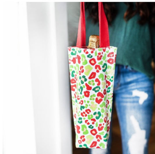 Viv & Lou Festive Leopard Wine Bag - CeCe's Home & Gifts