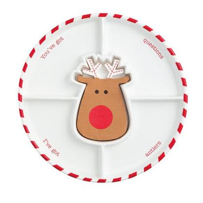 Mud Pie Reindeer Section Server & Napkin Set