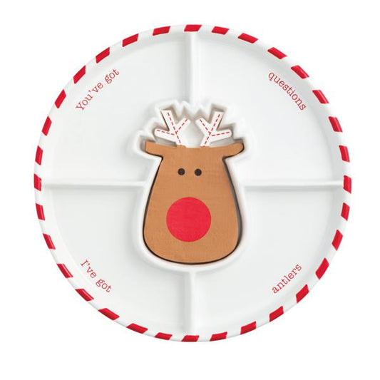 Mud Pie Reindeer Section Server & Napkin Set
