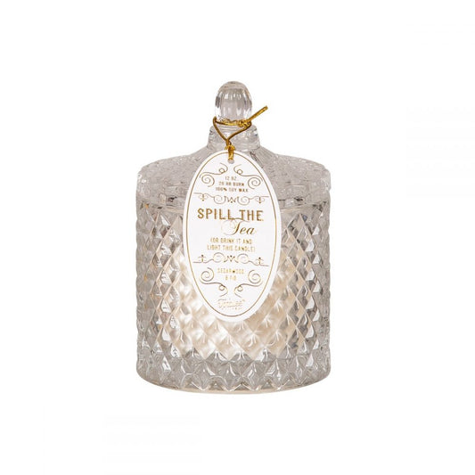 White Crystal "Spill the Tea" Candle - CeCe's Home & Gifts