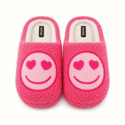 Kensie Women's Fluffy "Smiley Face" Slippers | CeCe's Home & Gifts