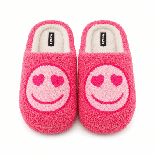 Kensie Women's Fluffy "Smiley Face" Slippers | CeCe's Home & Gifts
