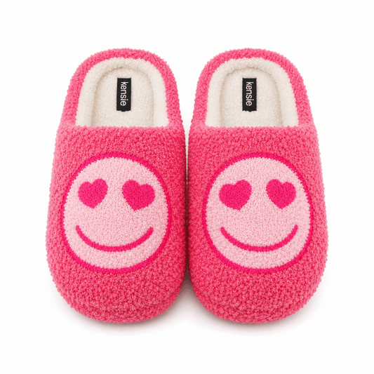 Kensie Women's Fluffy "Smiley Face" Slippers | CeCe's Home & Gifts