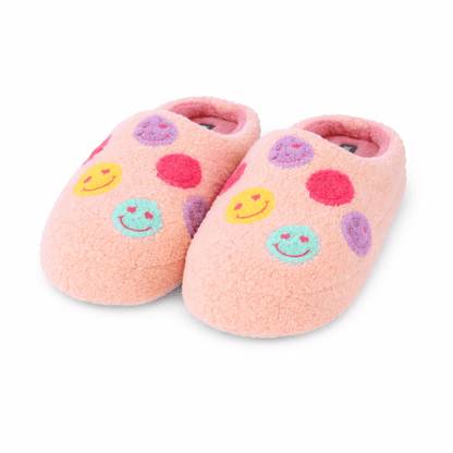 Kensie Women's Fluffy "Smiley Sticker" Slippers | CeCe's Home & Gifts