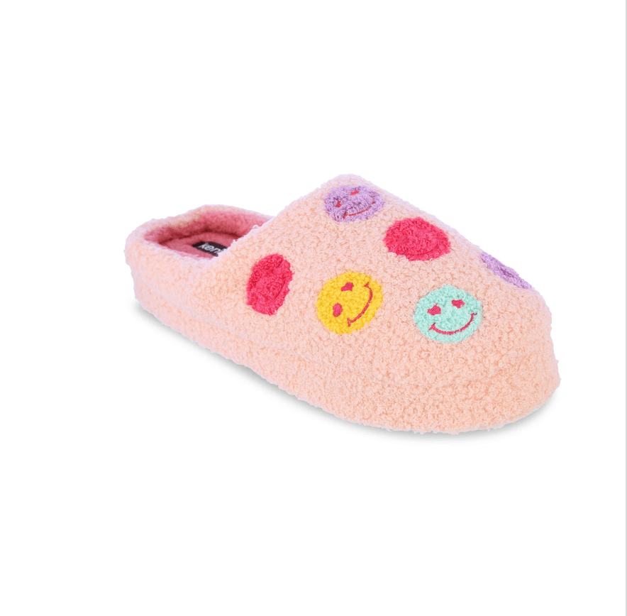 Kensie Women's Fluffy "Smiley Sticker" Slippers | CeCe's Home & Gifts