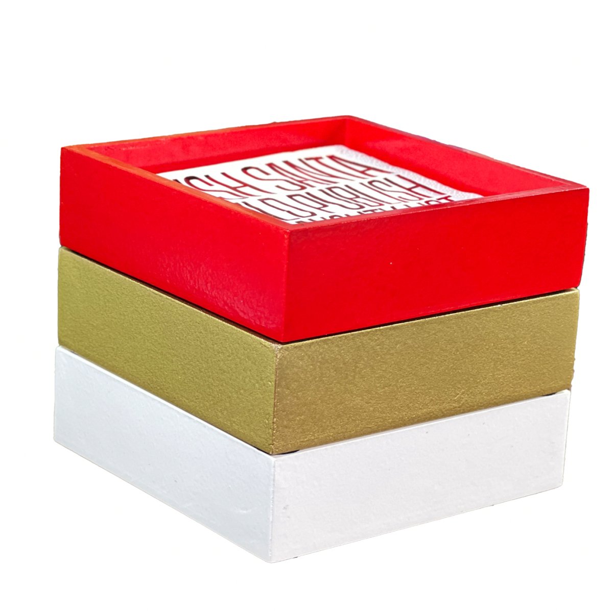 Wood Lacquered Finish Cocktail Napkin Holder